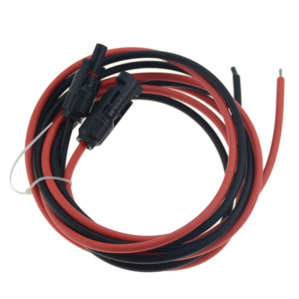 MC4 solar extension cable with halogen-free black insulation and tinned copper core for photovoltaic panels