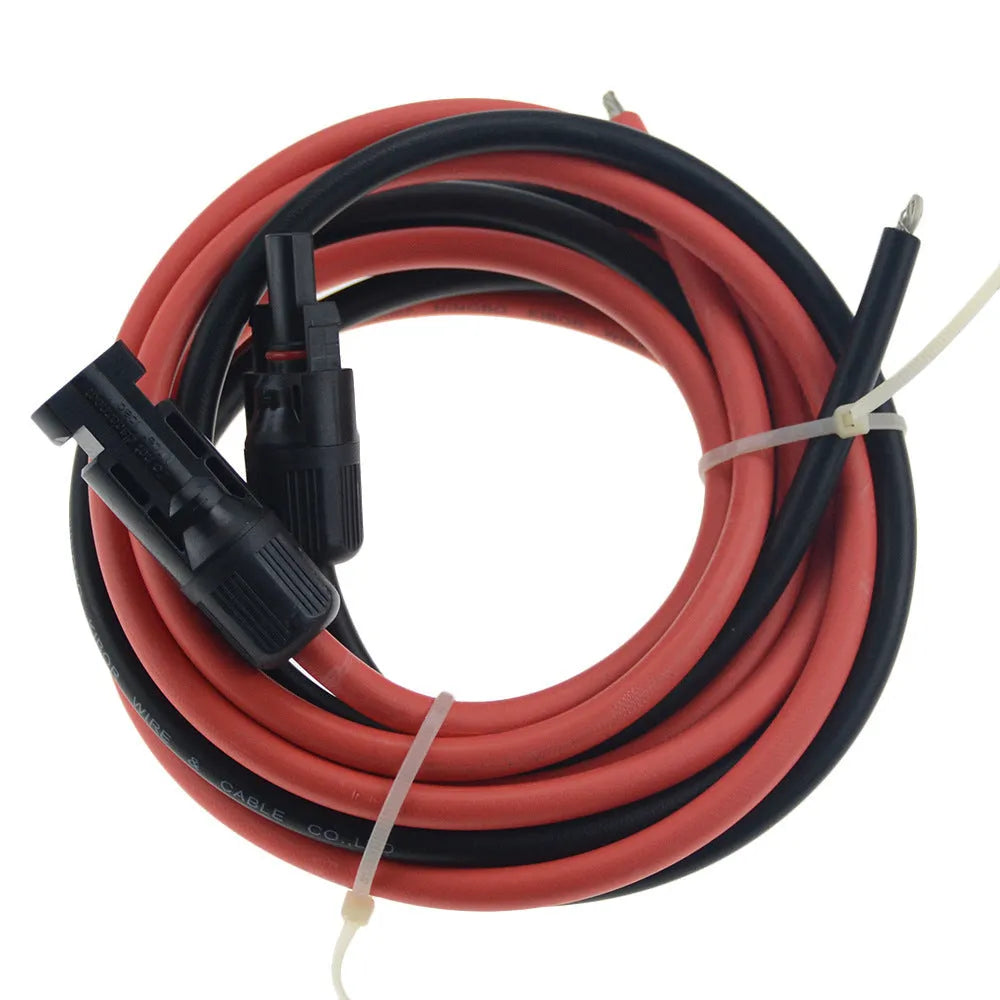 MC4 solar extension cable with halogen-free black insulation and tinned copper core for photovoltaic panels