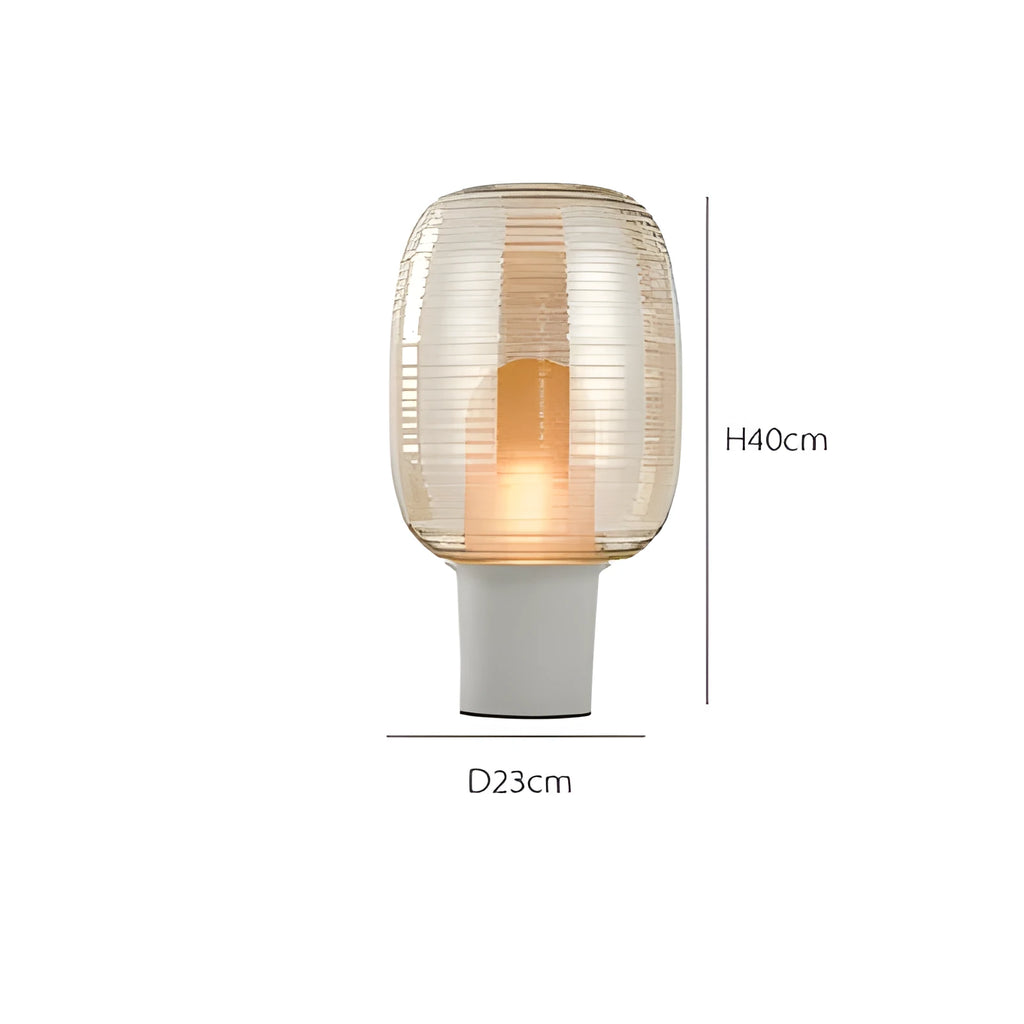 Nordic style glass table lamp with push button switch in cognac or smoky grey colour