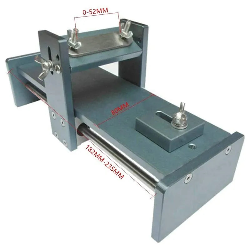 Aluminium alloy fixed angle sharpening tool for woodworking chisels and carving knives on a workbench