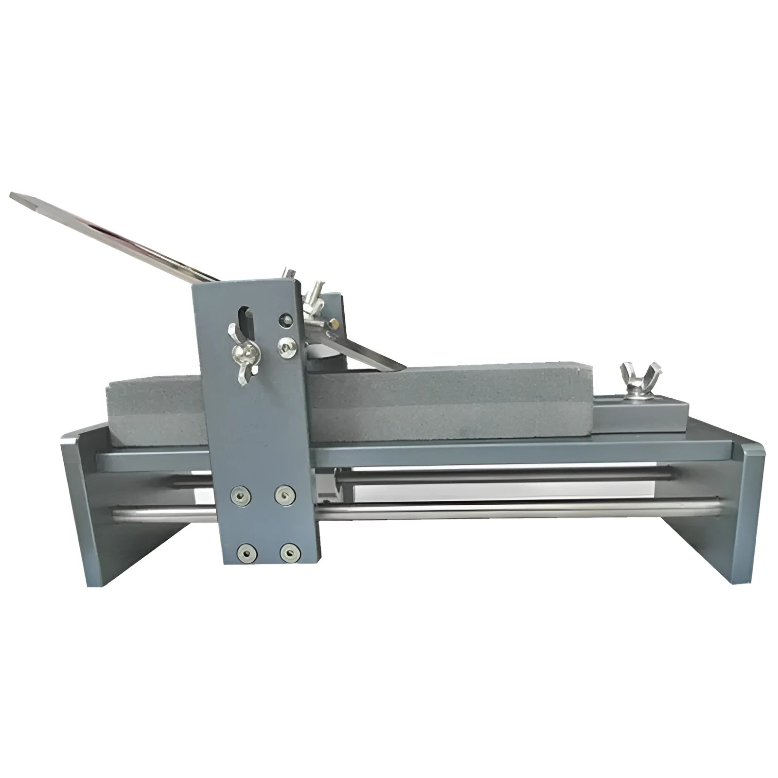 Aluminium alloy fixed angle sharpening tool for woodworking chisels and carving knives on a workbench