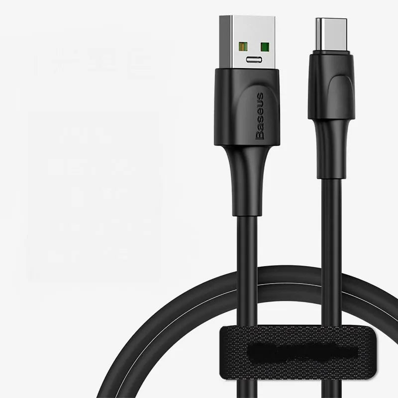 Baseus black and white Android fast charging cables with Micro USB connectors in 1 metre and 2 metre lengths.
