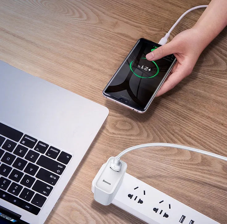 Baseus black and white Android fast charging cables with Micro USB connectors in 1 metre and 2 metre lengths.