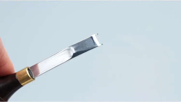 Sectional cutting wide shovel edge thinning knife with leather handle for leather crafting