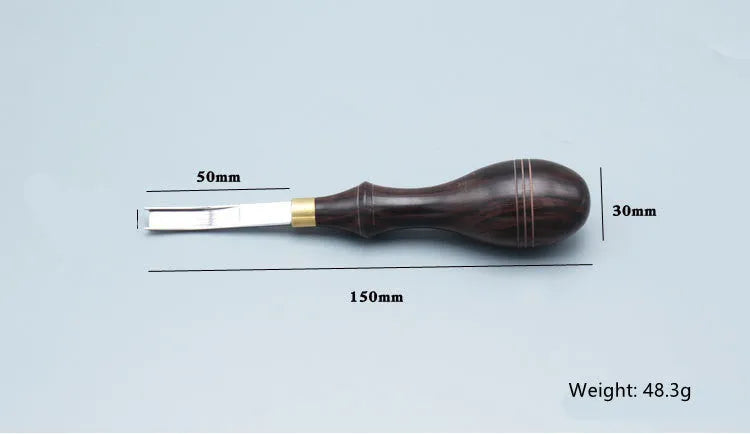 Sectional cutting wide shovel edge thinning knife with leather handle for leather crafting