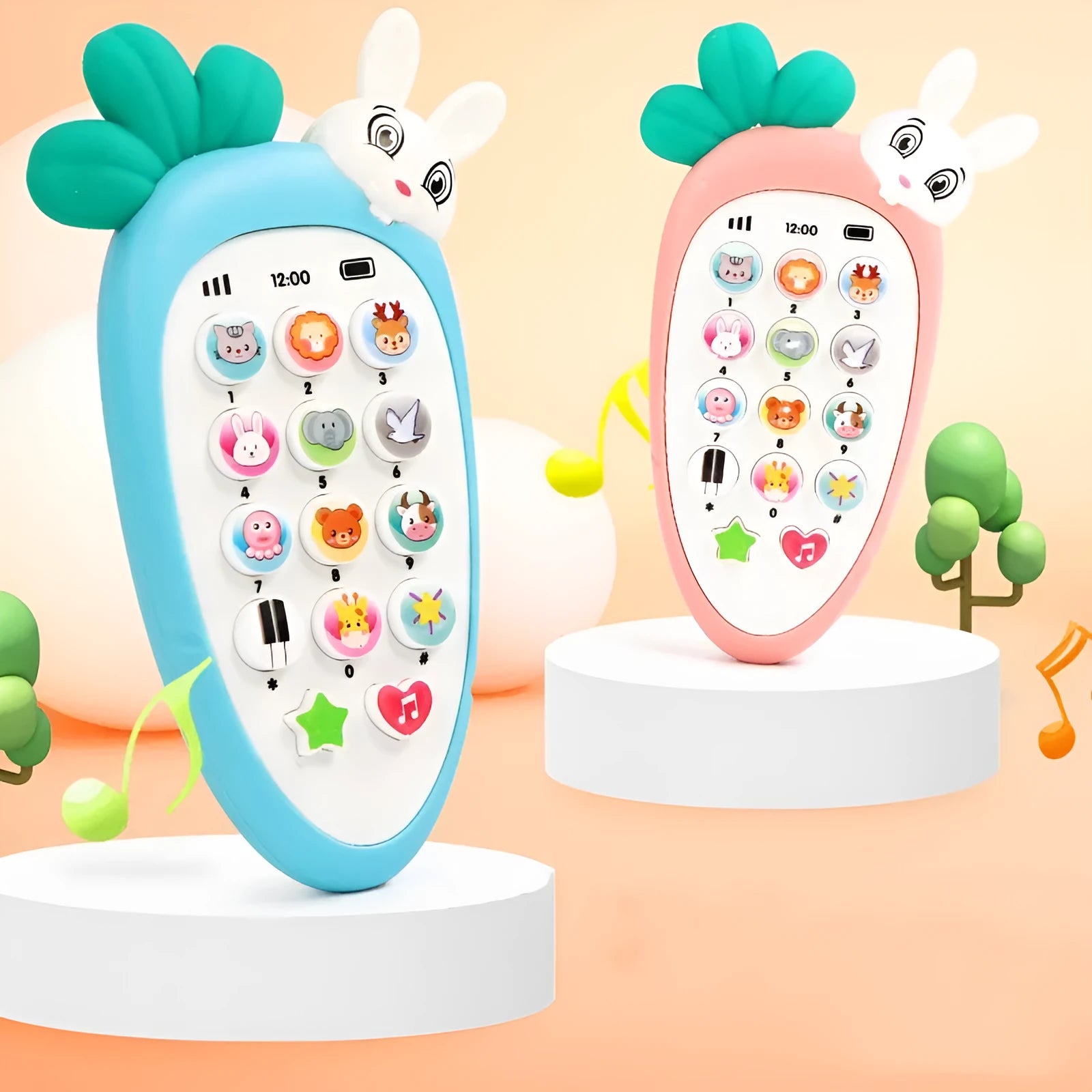 Baby electronic phone toy in blue with sound buttons for early childhood educational development