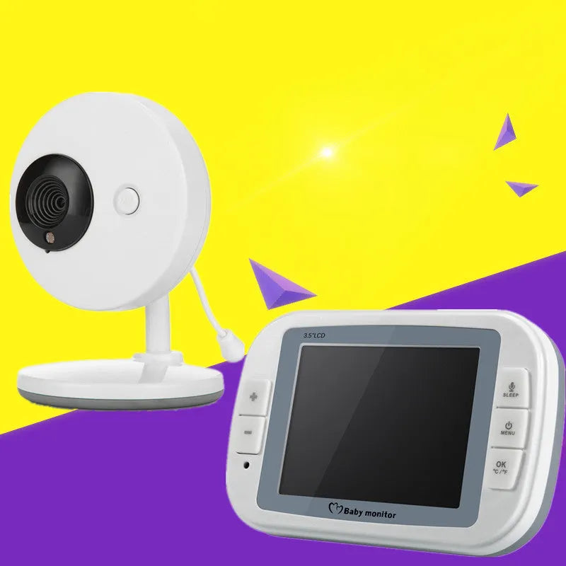White 3.5 inch digital wireless baby monitor with night vision camera and temperature sensor for nursery safety