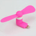 White portable mobile phone mini fan with plastic blades and rotary switch, compatible with Apple and Android smartphones