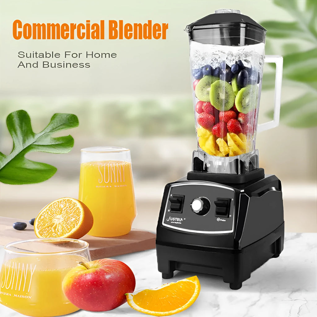Black or red high-power 2200W kitchen blender with 2 litre jar and control panel.