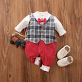 Gentleman-style baby jumpsuit in cotton with long sleeves for spring and autumn wear