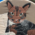 Beginner's three-dimensional cat embroidery kit with cotton fabric and 15cm hoop, styles A, B, or C.