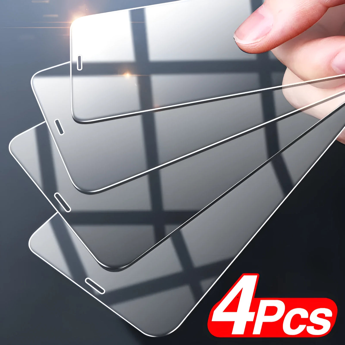 Four tempered glass screen protectors for iPhone with anti-blue light technology