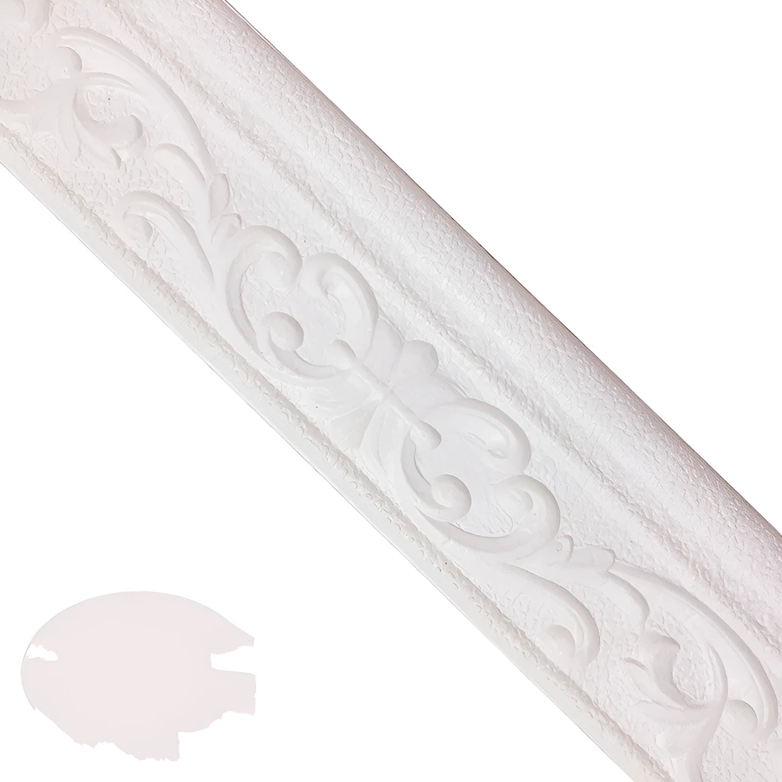Self-adhesive decorative skirting line with a grid pattern in multiple colour options for living room wall protection.