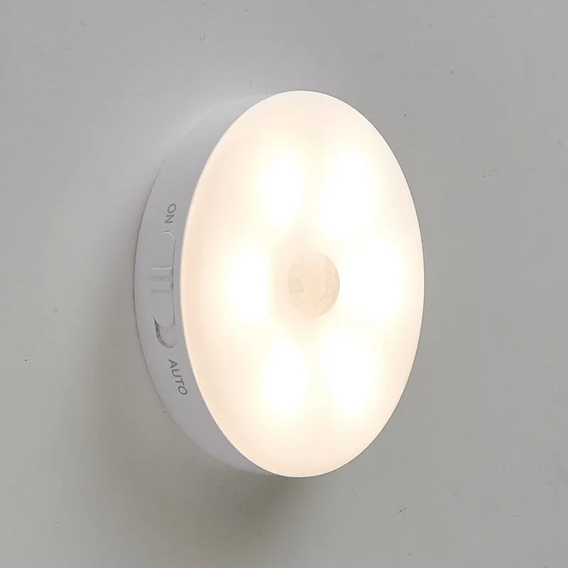 Wireless body sensing LED light unit for hallway cabinet installation with motion activation