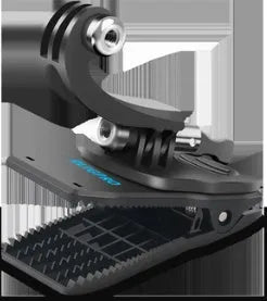 Black 360-degree rotating aluminium and ABS backpack clip mount for GoPro and action cameras.