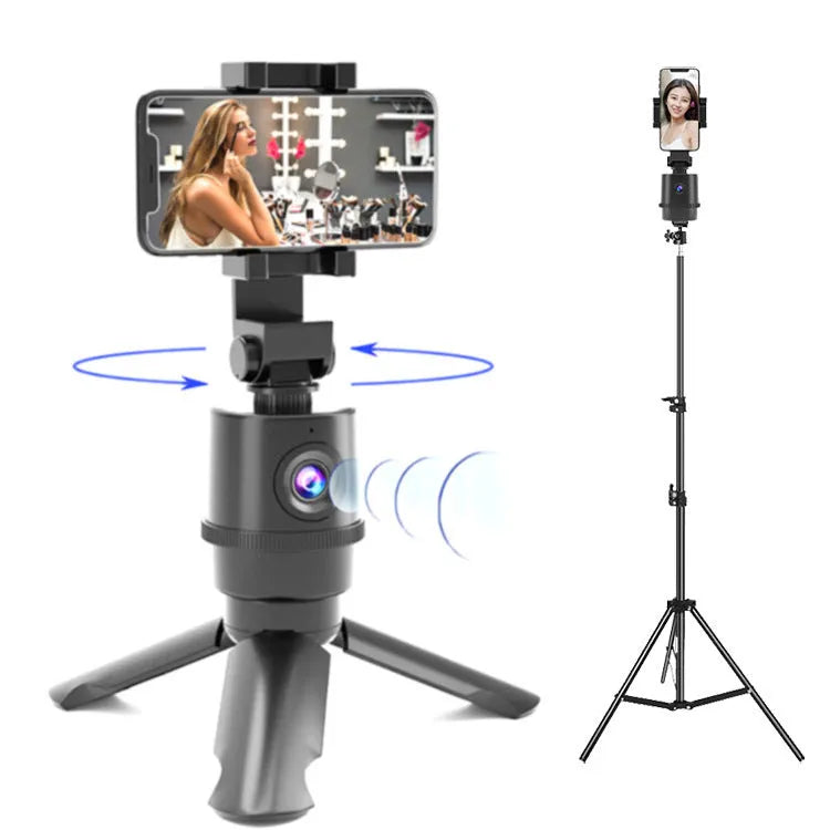 360 intelligent tracking pan tilt camera selfie pole with AI face recognition and mobile phone bracket