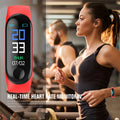 M3 Smart Bracelet with colour screen shown on a wrist, displaying heart rate data.