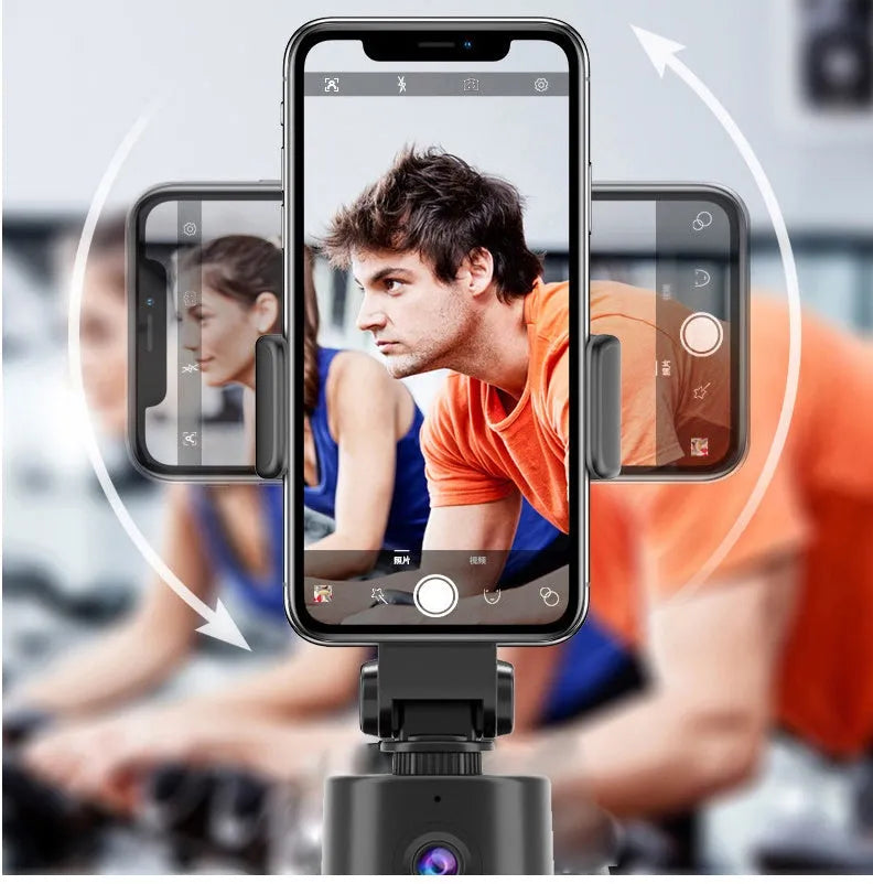 360 intelligent tracking pan tilt camera selfie pole with AI face recognition and mobile phone bracket