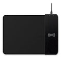 Black wireless charging mouse pad with RGB lighting and cartoon design measuring 298x215mm