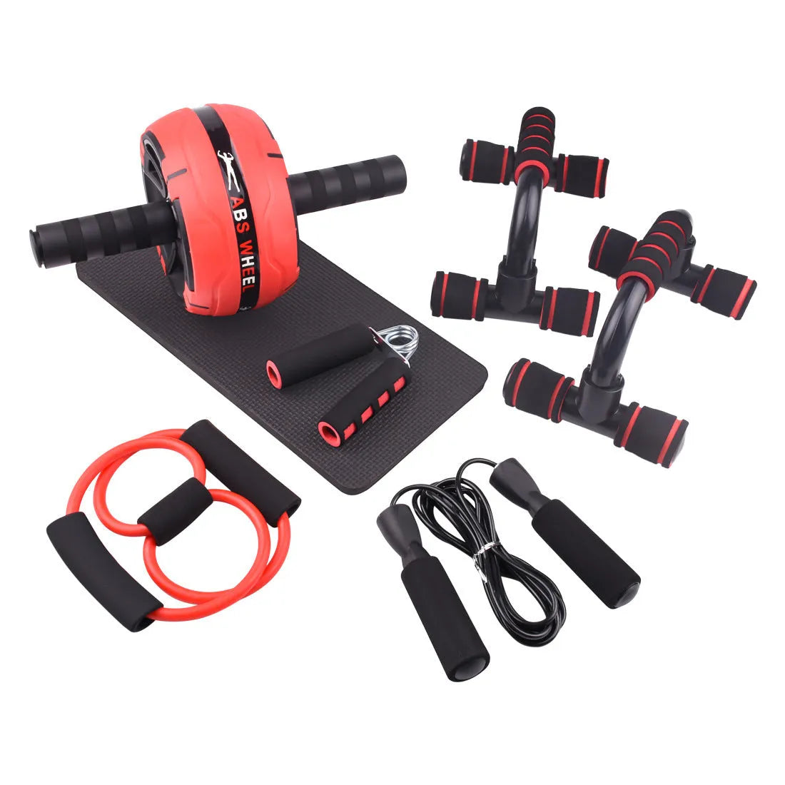 Resistance bands push-up bar and abdominal trainer fitness set in choice of four colours
