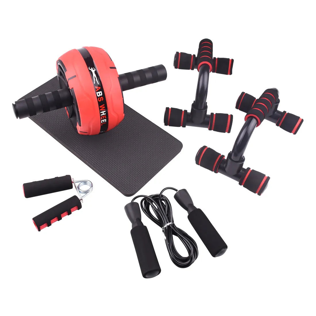 Resistance bands push-up bar and abdominal trainer fitness set in choice of four colours