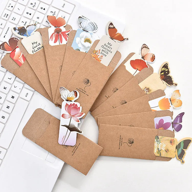 Cute butterfly design paper bookmark, 13.5 cm long and 5.5 cm wide.
