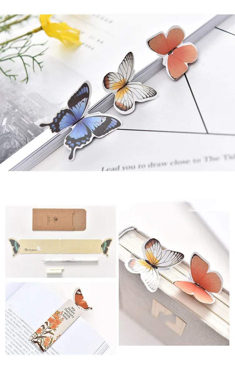 Cute butterfly design paper bookmark, 13.5 cm long and 5.5 cm wide.