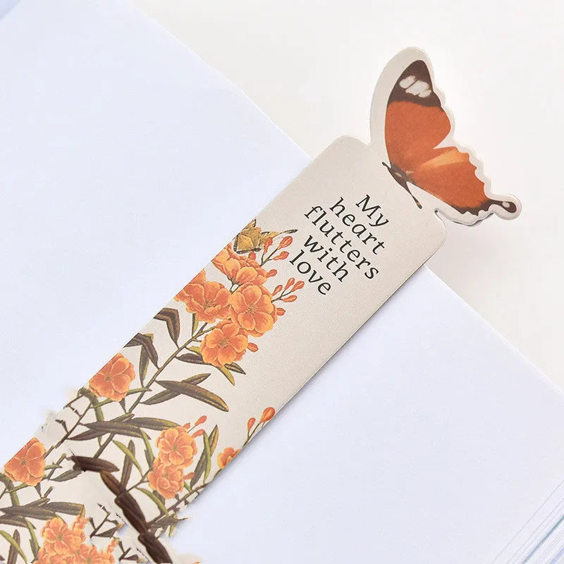 Cute butterfly design paper bookmark, 13.5 cm long and 5.5 cm wide.