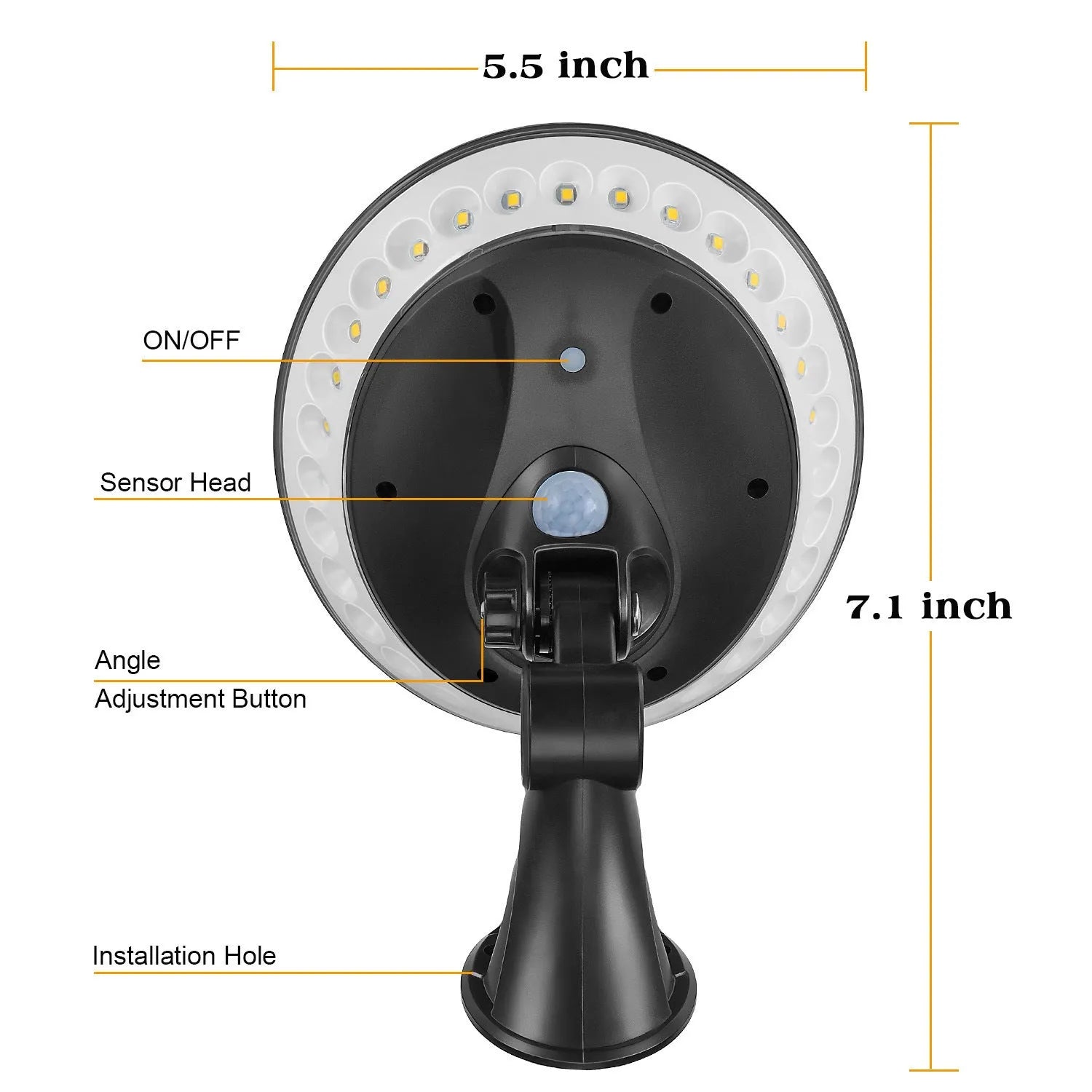 360-degree solar garden light with motion sensor and IP65 waterproof rating for outdoor pathway illumination