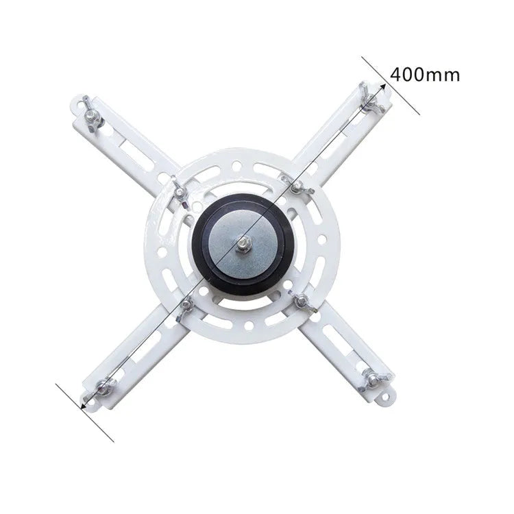 Electric ceiling-mount projector lifting hanger with ultra-thin chassis and wireless remote control on a white background.
