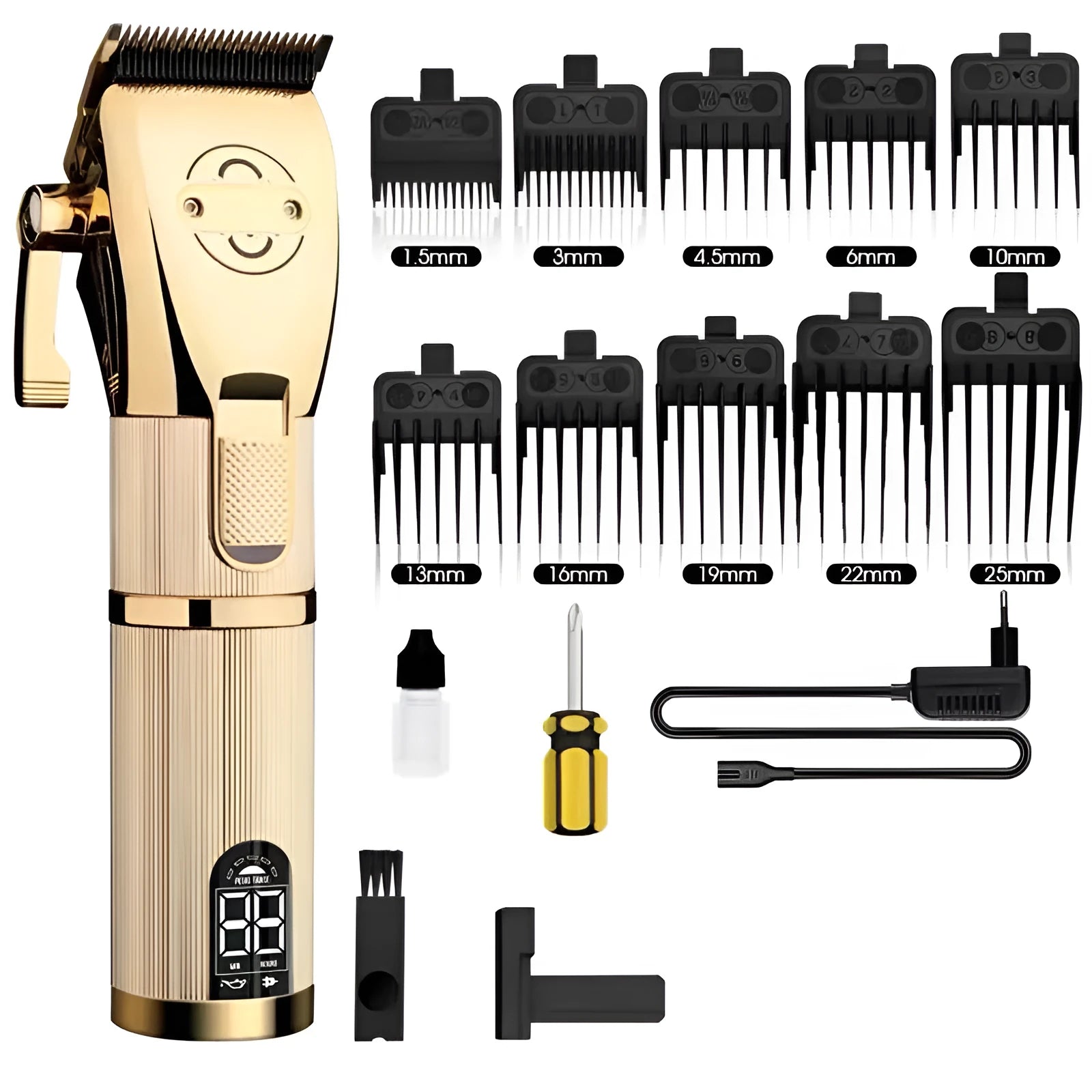 Gold cordless hair cutting machine with dual power supply, 2880 model barber clipper