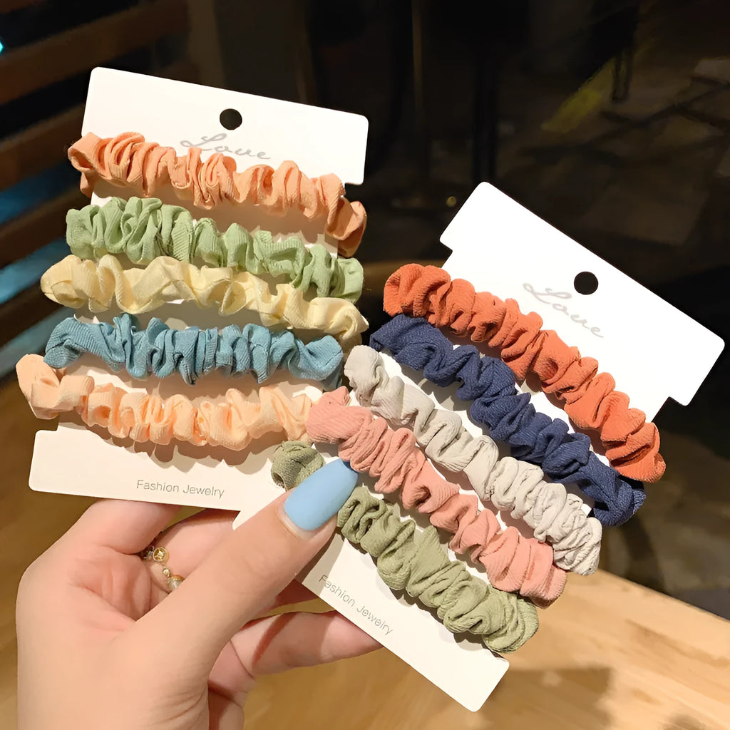 Children's hair accessories set showing small intestine rings and large intestine ropes in autumn colours