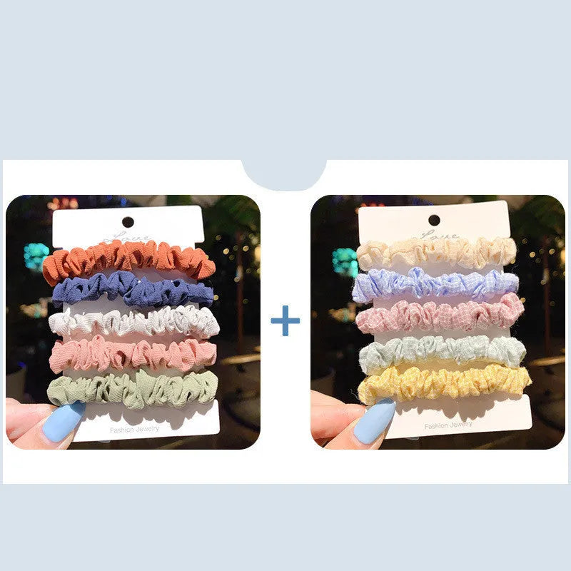 Children's hair accessories set showing small intestine rings and large intestine ropes in autumn colours