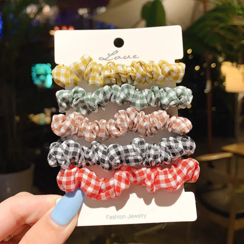 Children's hair accessories set showing small intestine rings and large intestine ropes in autumn colours
