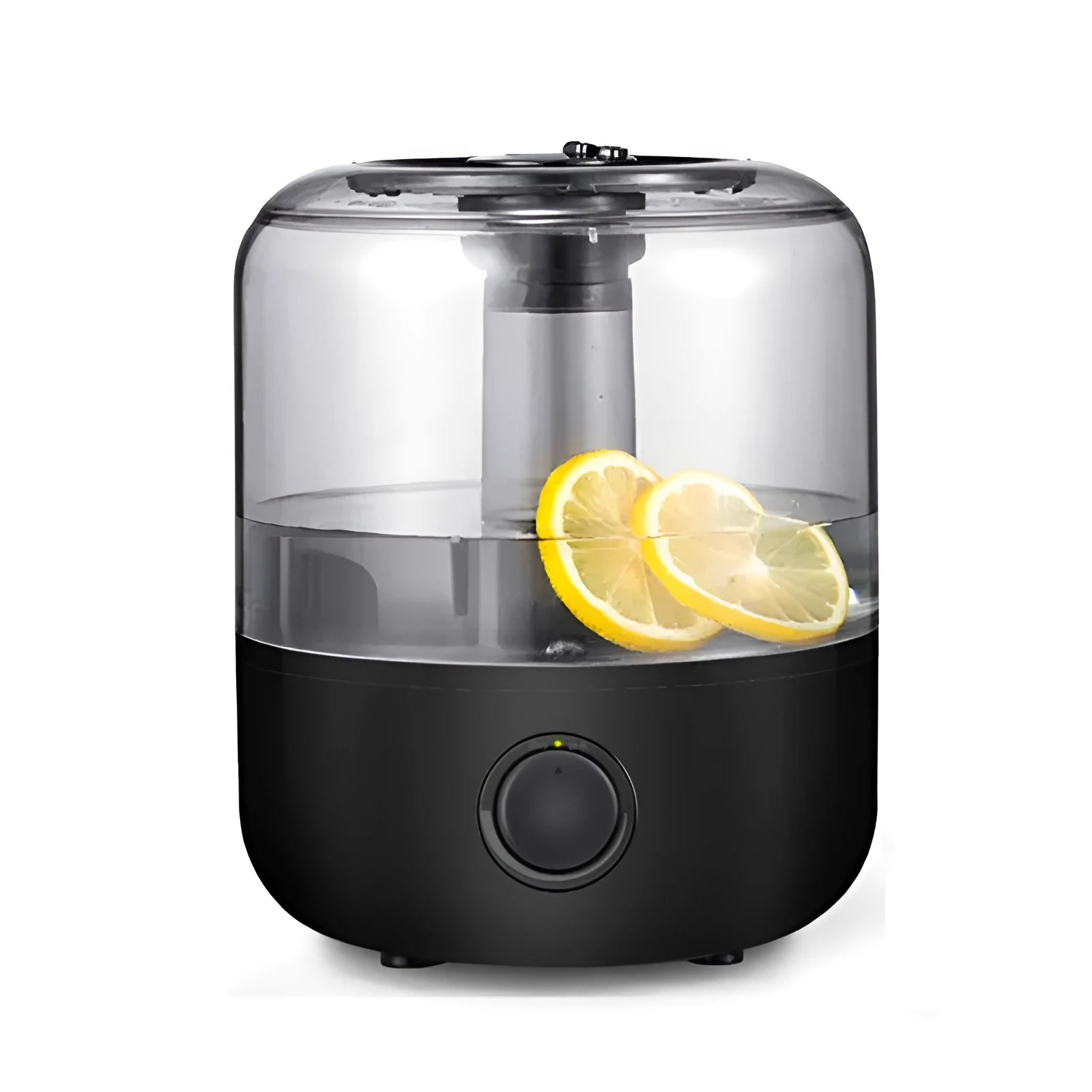 Black and white 3-litre humidifier with mechanical controls measuring 183x183x233mm