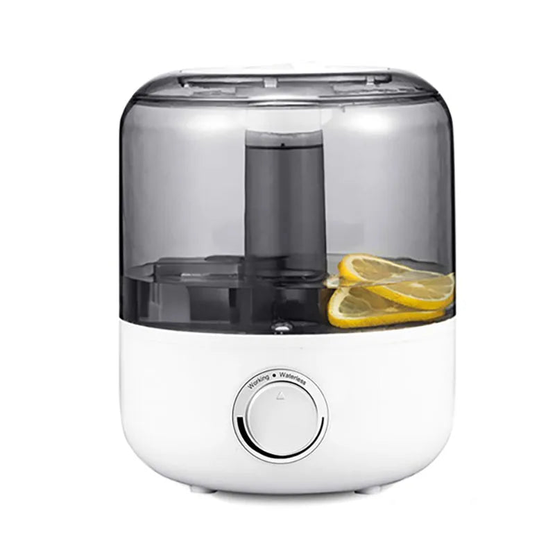 Black and white 3-litre humidifier with mechanical controls measuring 183x183x233mm
