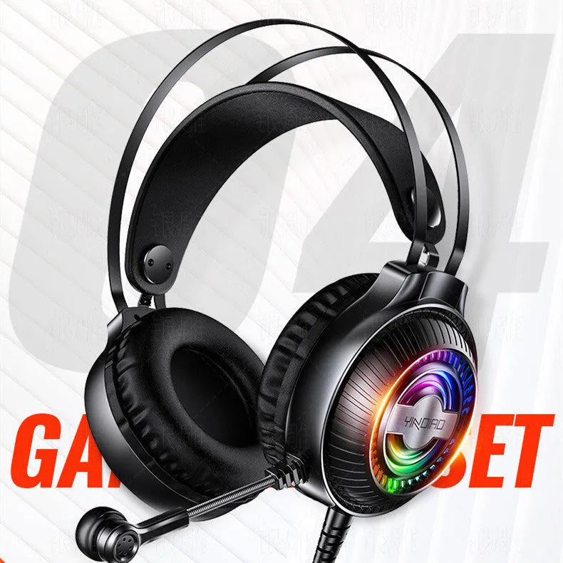 Wired PC gaming headset with microphone, 50mm drivers, and black protein earmuffs