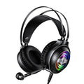 Wired PC gaming headset with microphone, 50mm drivers, and black protein earmuffs