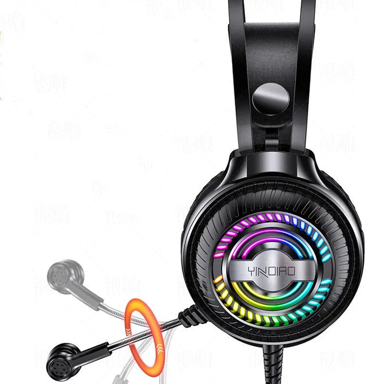 Wired PC gaming headset with microphone, 50mm drivers, and black protein earmuffs