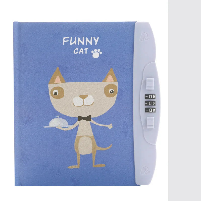 Children's lockable diary notebook with colourful cartoon cover, wire-o binding, and a small padlock.