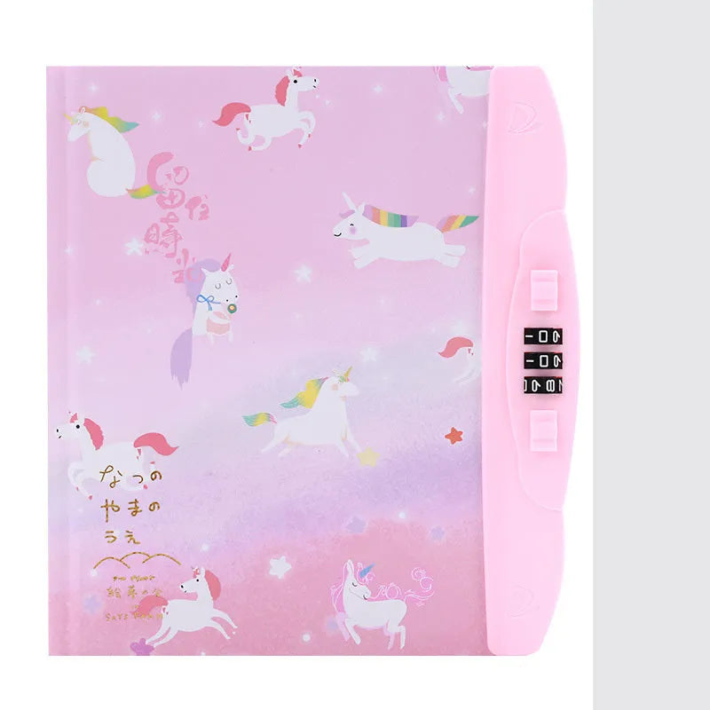 Children's lockable diary notebook with colourful cartoon cover, wire-o binding, and a small padlock.