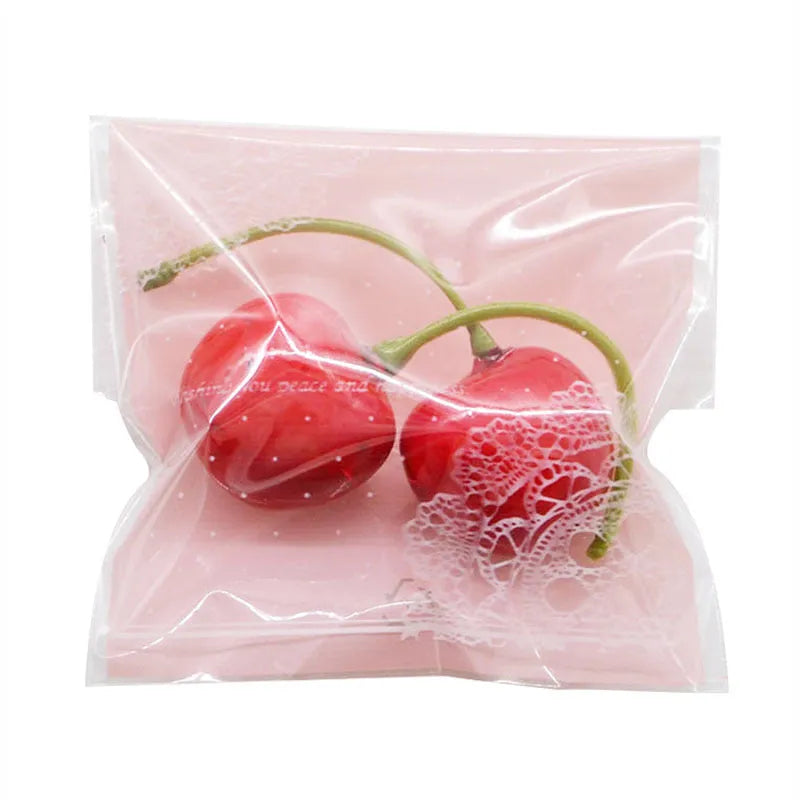 Pink self-adhesive plastic bags for handmade soap packaging in 100 pack