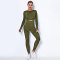 Ethkafi women's seamless long-sleeved yoga wearsuit in a striped pattern.