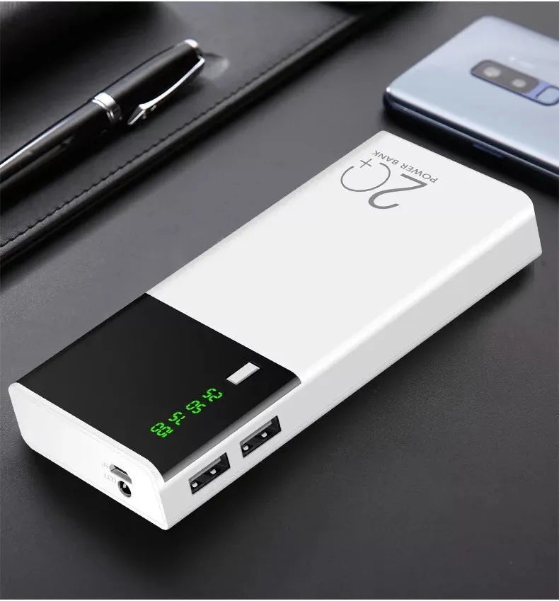 Black Rice brand 20000mAh portable power bank with charging cable.