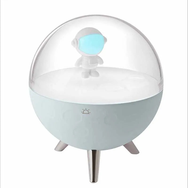 USB-powered cartoon LED night light with modern design showing white or blue light options