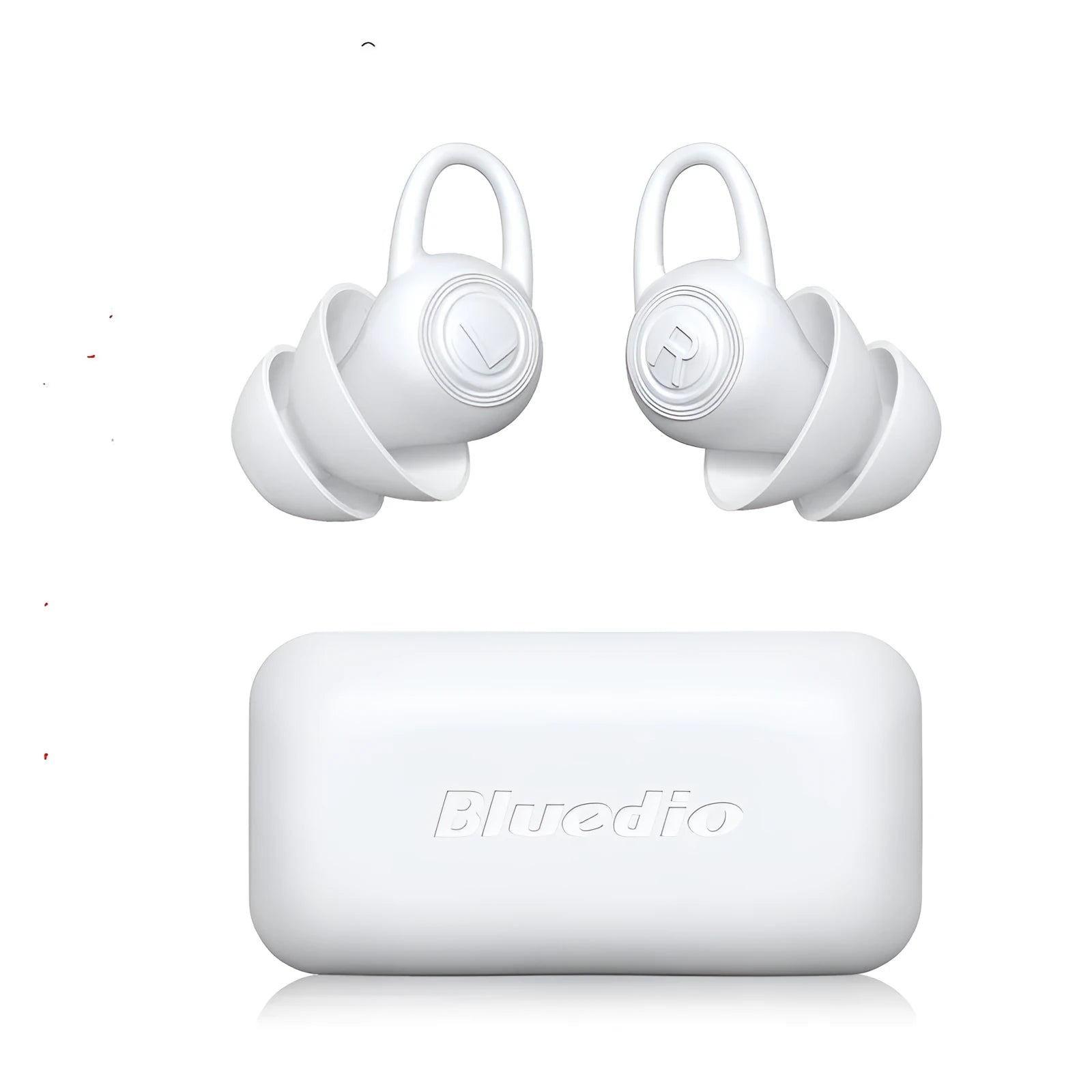 White soft silicone ear plugs for noise reduction, individually packed single pair