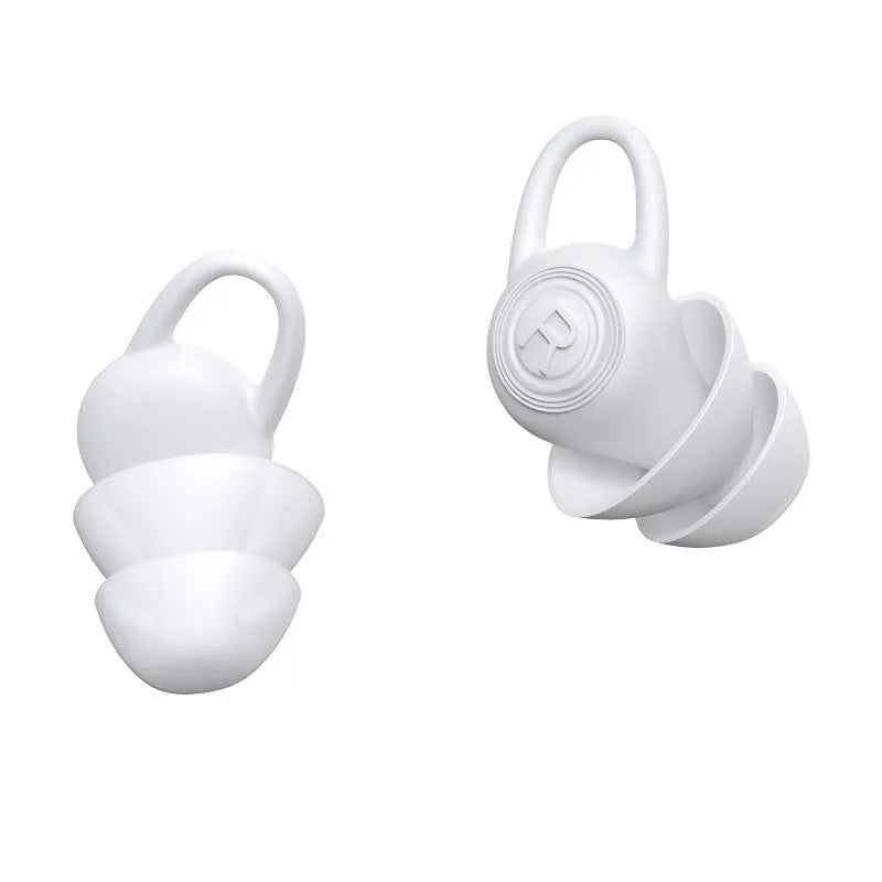 White soft silicone ear plugs for noise reduction, individually packed single pair