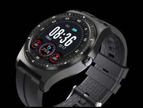 Full circle touch screen smart watch with heart rate and blood pressure monitoring in black, green or red