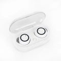 TWS wireless Bluetooth headset with black and white colour options showing earplug design