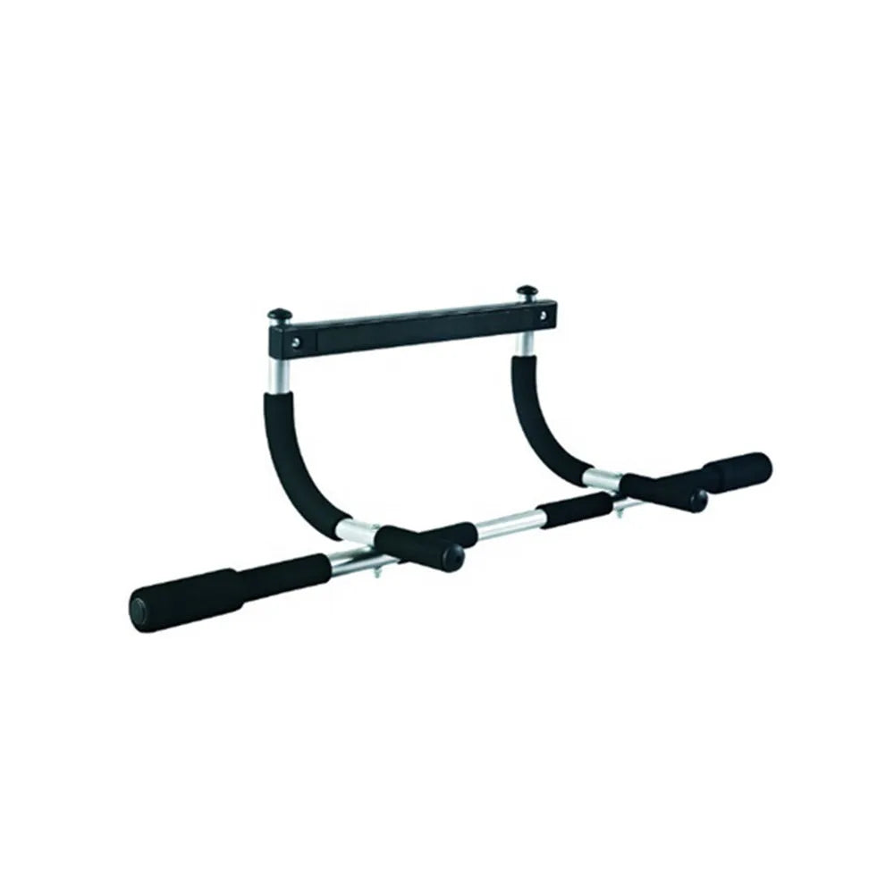 Black steel pipe pull-up bar with tension bar for indoor fitness training